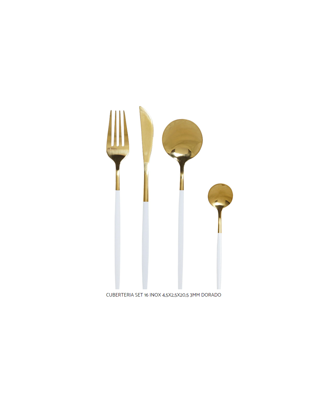 Cubertería set INOX blanca y dorada